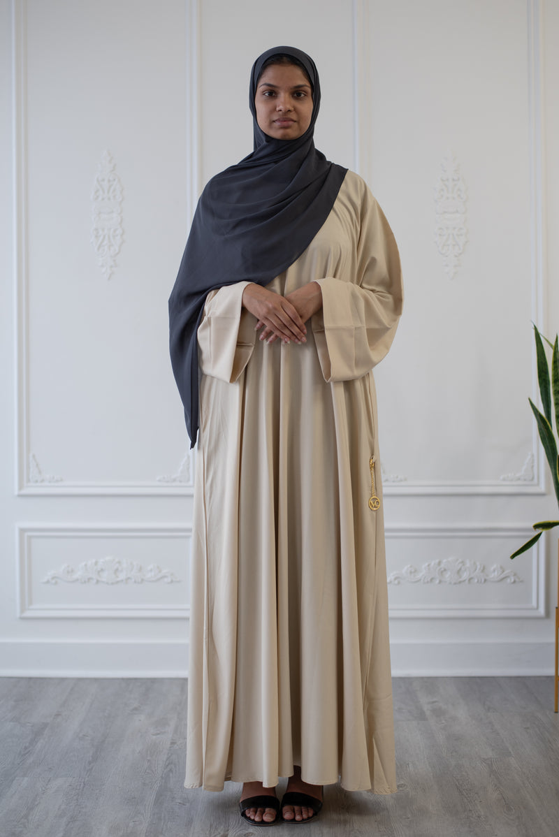 Umm Salama Cotton Blend Loose Fit Abaya (Sandrift)