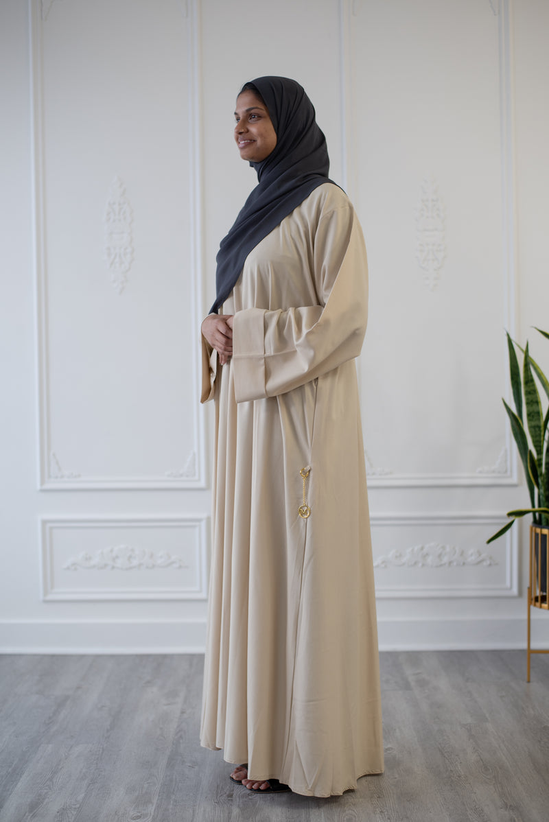 Umm Salama Cotton Blend Loose Fit Abaya (Sandrift)