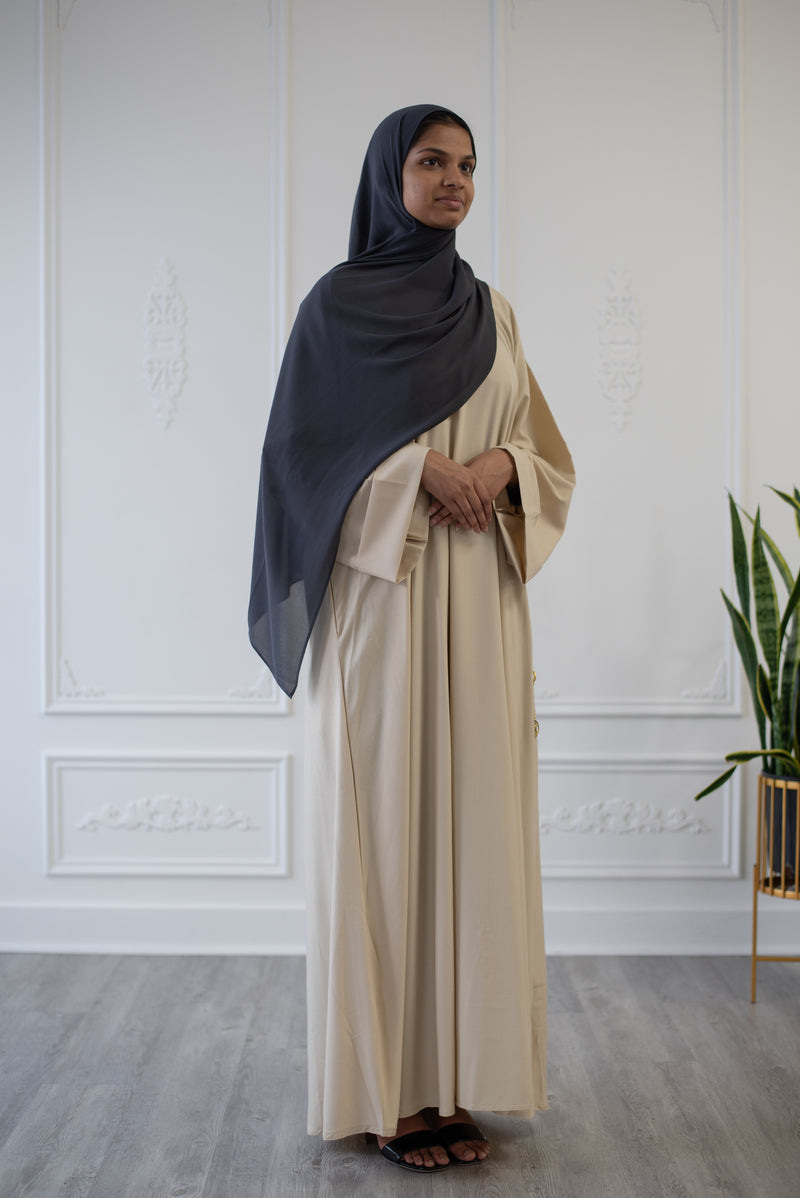 Umm Salama Cotton Blend Loose Fit Abaya (Sandrift)