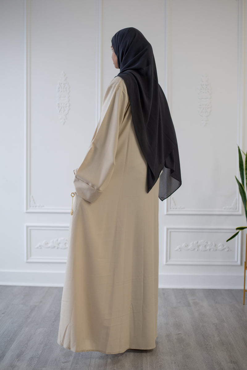 Umm Salama Cotton Blend Loose Fit Abaya (Sandrift)