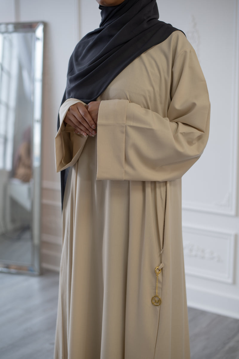 Umm Salama Cotton Blend Loose Fit Abaya (Sandrift)