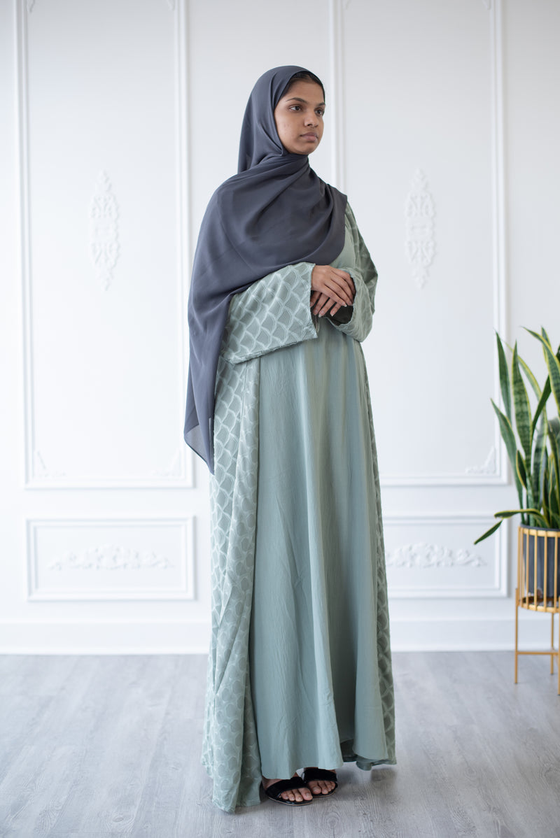Mermaid Tail Print Abaya (Green)