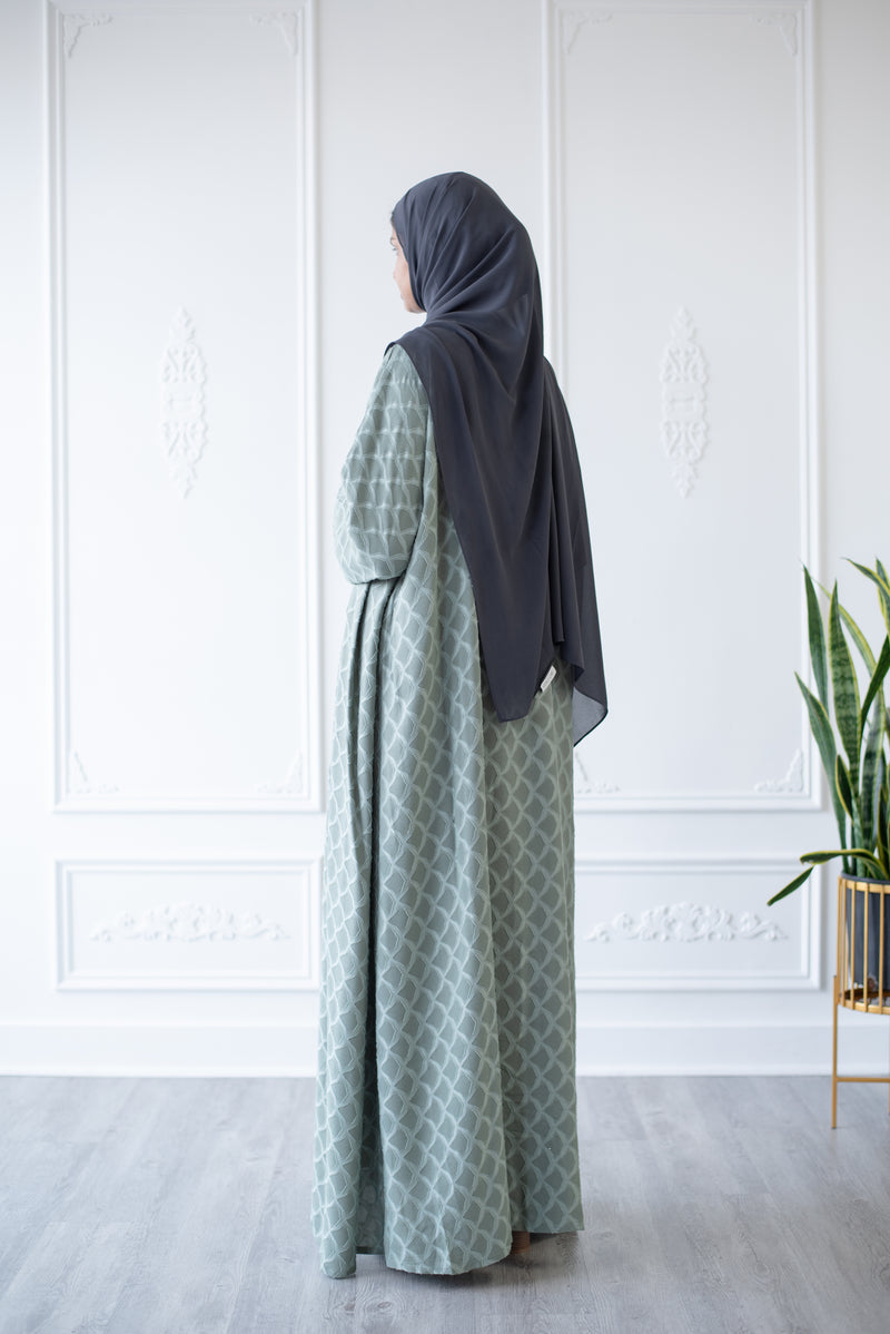 Mermaid Tail Print Abaya (Green)