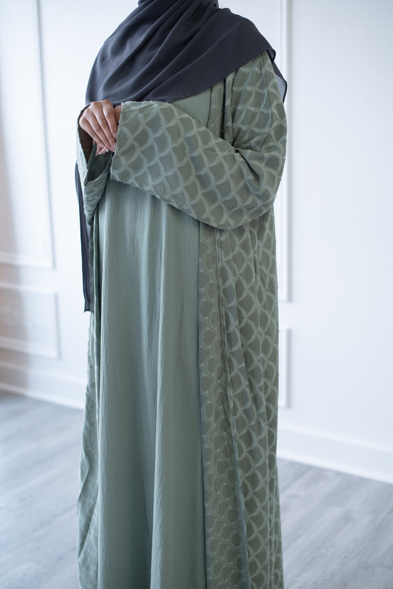 Mermaid Tail Print Abaya (Green)