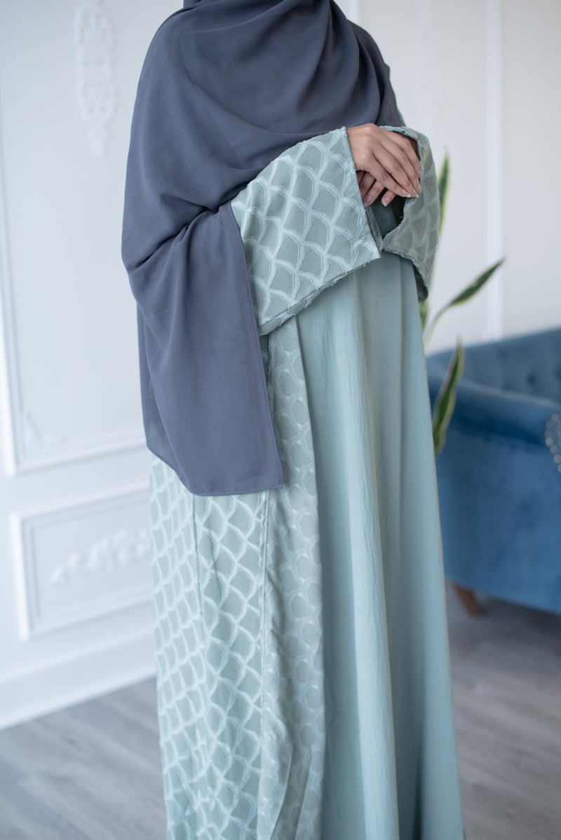 Mermaid Tail Print Abaya (Green)