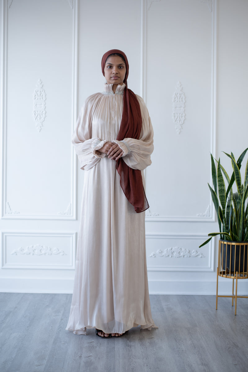 Puff Sleeve Glam Abaya (Eggshell)