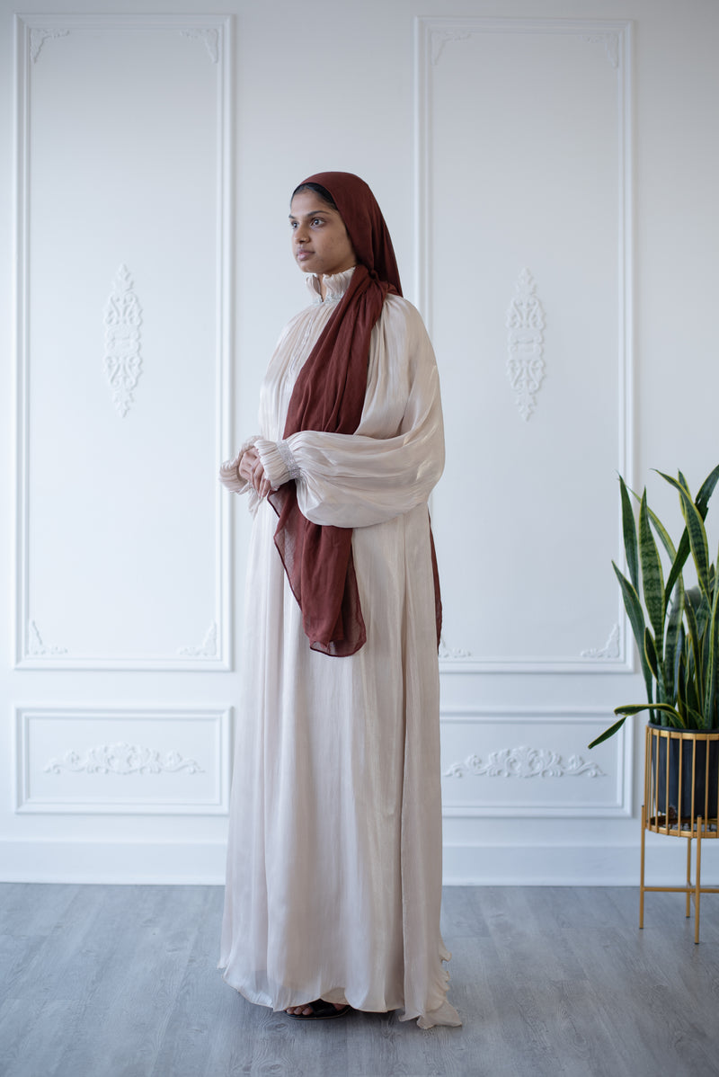 Puff Sleeve Glam Abaya (Eggshell)