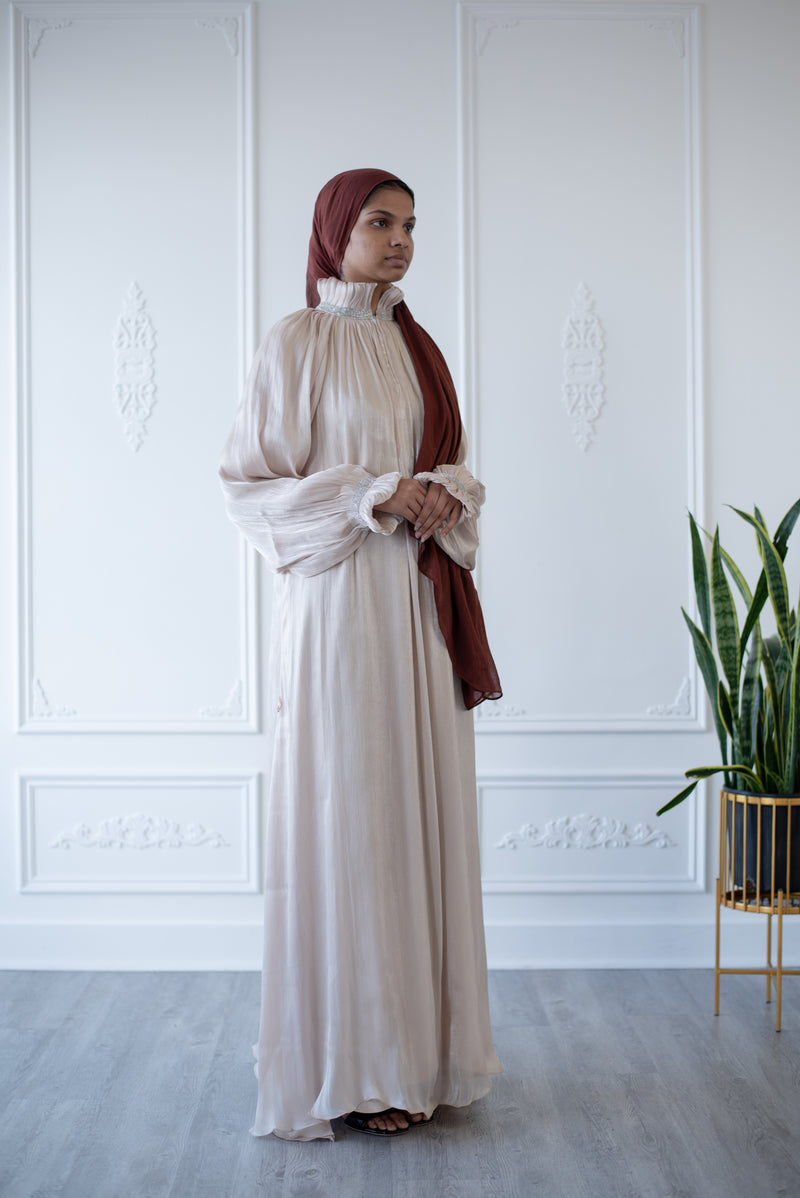 Puff Sleeve Glam Abaya (Eggshell)