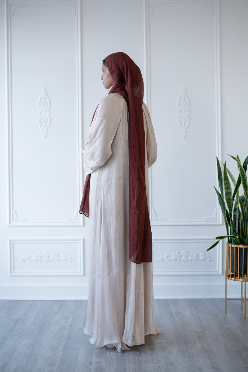 Puff Sleeve Glam Abaya (Eggshell)
