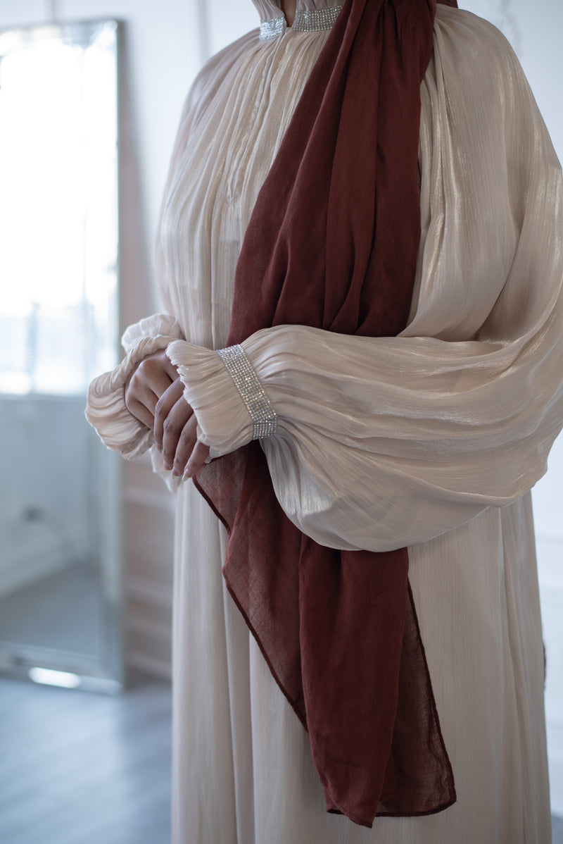 Puff Sleeve Glam Abaya (Eggshell)
