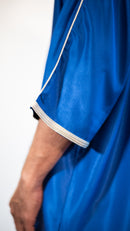 Moroccan 3/4 Sleeve Thobe (Electric Blue with Ivory Embroidery)