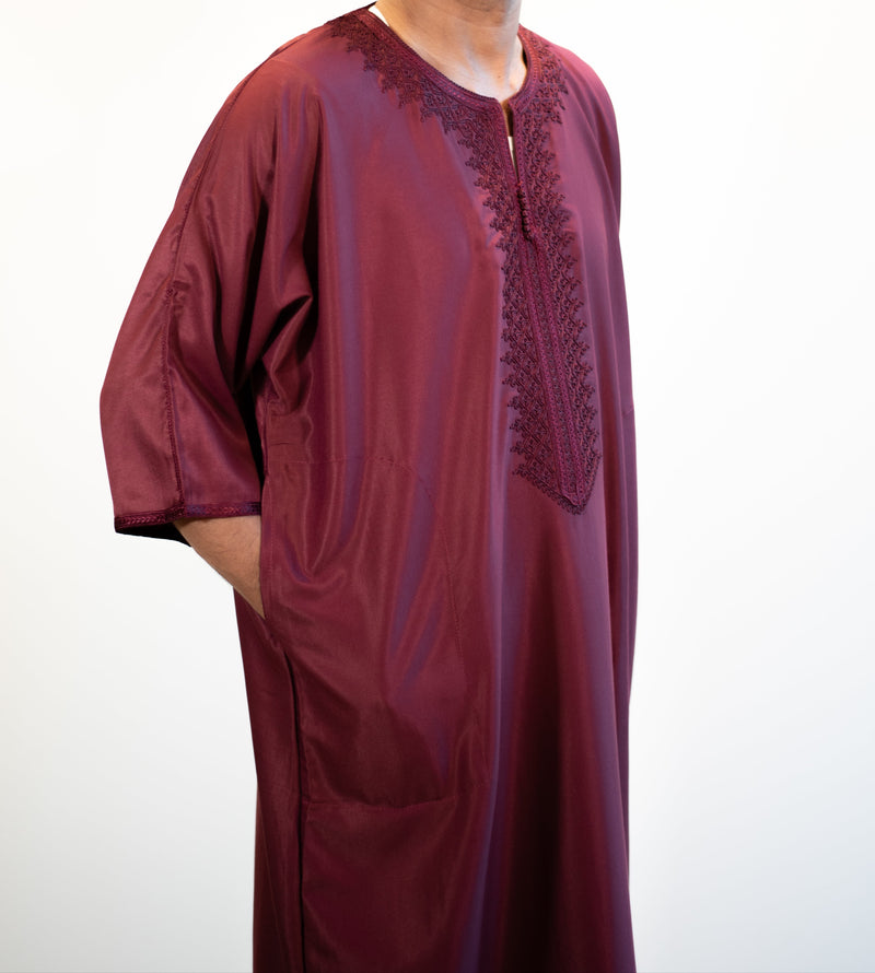 🎉🎉NEW Moroccan 3/4 Sleeve Thobe (Velvet Maroon)