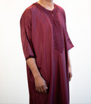Moroccan 3/4 Sleeve Thobe (Velvet Maroon)