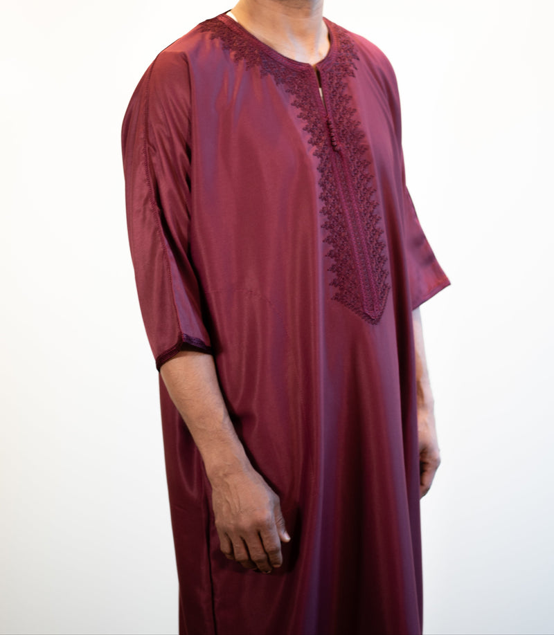 🎉🎉NEW Moroccan 3/4 Sleeve Thobe (Velvet Maroon)