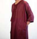 Moroccan 3/4 Sleeve Thobe (Velvet Maroon)