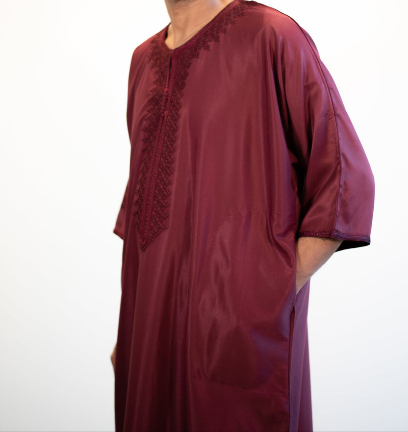 🎉🎉NEW Moroccan 3/4 Sleeve Thobe (Velvet Maroon)