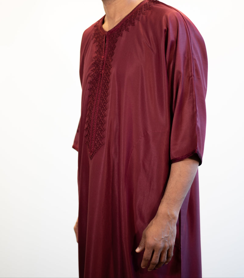 🎉🎉NEW Moroccan 3/4 Sleeve Thobe (Velvet Maroon)