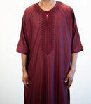 Moroccan 3/4 Sleeve Thobe (Velvet Maroon)