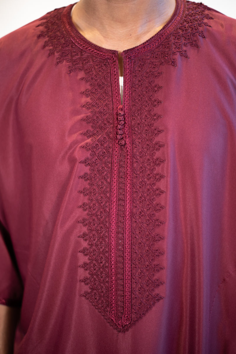 🎉🎉NEW Moroccan 3/4 Sleeve Thobe (Velvet Maroon)