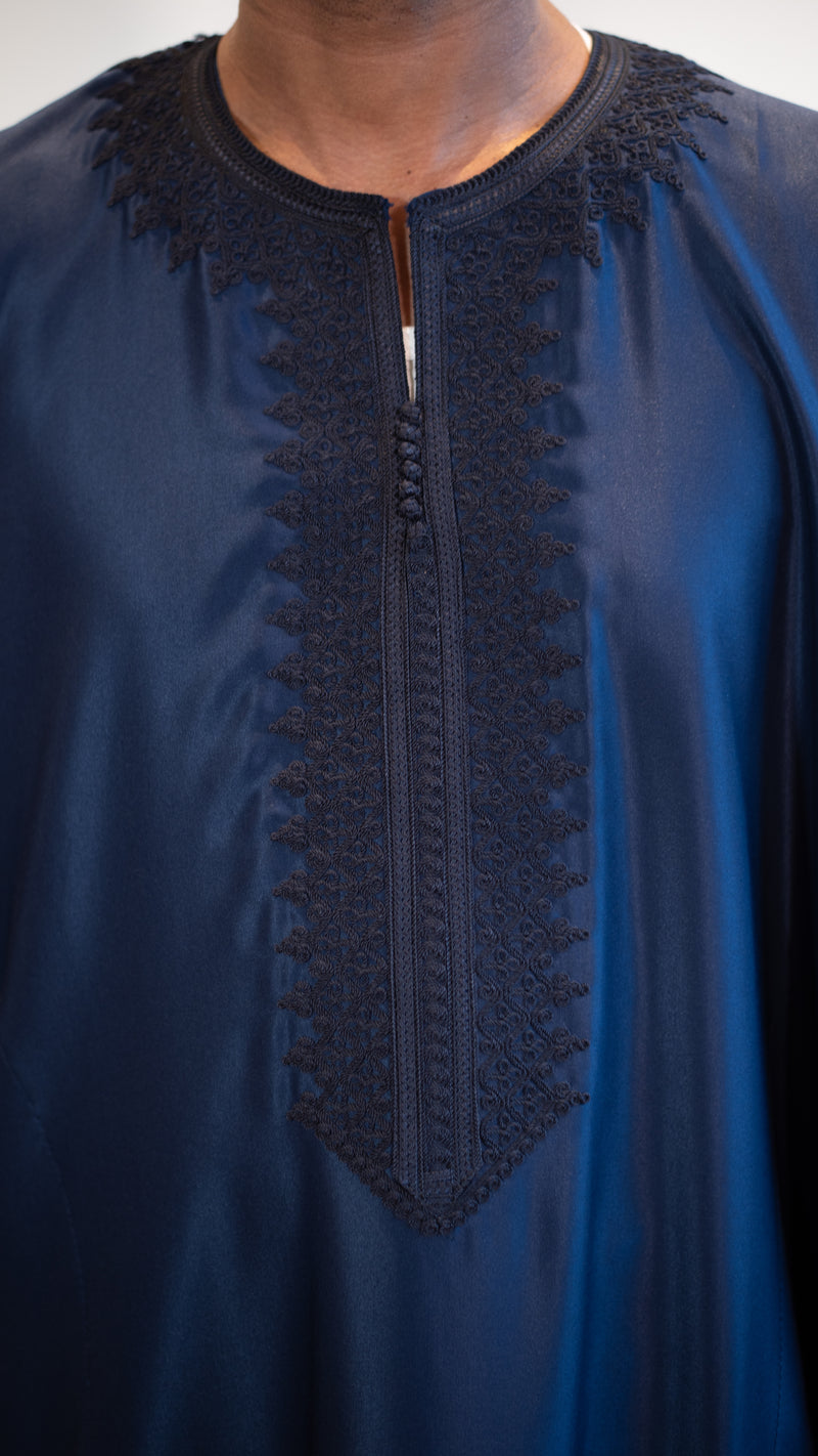 🎉🎉NEW Moroccan 3/4 Sleeve Thobe (Electric Blue with Navy Embroidery)