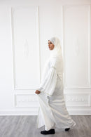 Chiffon Layered Glam Abaya (White Frosting)