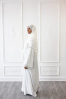 Chiffon Layered Glam Abaya (White Frosting)
