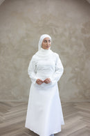 Floral Lace Wedding Dress - Pearl White