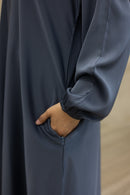 Butter Safiyyah Textured Abaya - Dark Grey