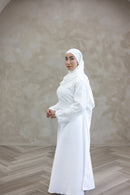 Floral Lace Wedding Dress - Pearl White