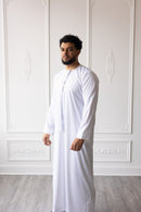 Embroidered Custom Made Emirati Thobe Style (White and Gold)