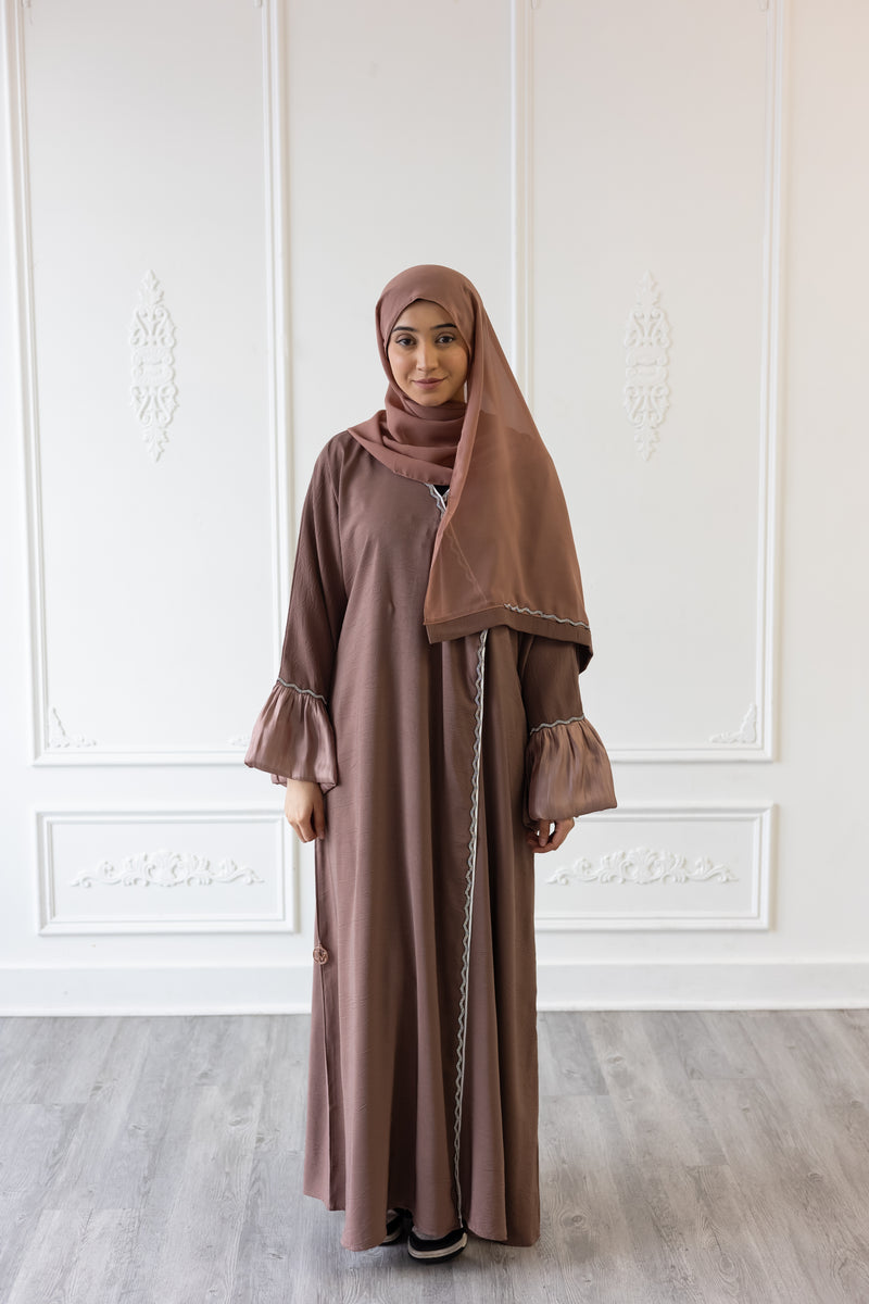 Puff Sleeve Glam Abaya - Truffle