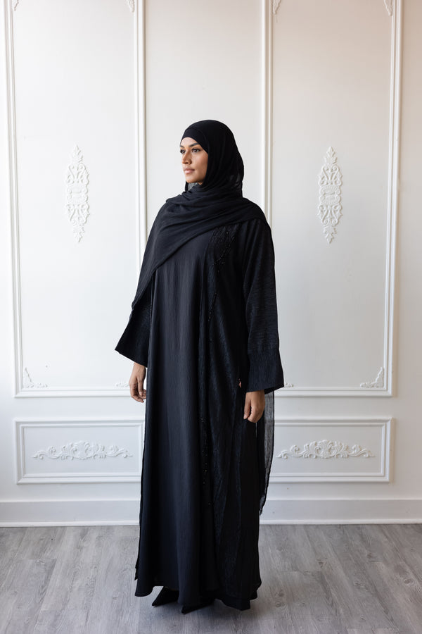 Shimmery Glam Fancy Abaya - Black