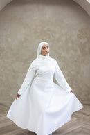 Floral Lace Wedding Dress - Pearl White