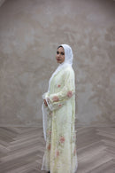 3D Couture Glam Abaya - Yellow Blossom