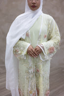 3D Couture Glam Abaya - Yellow Blossom
