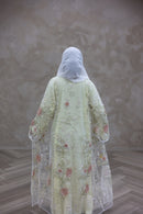 3D Couture Glam Abaya - Yellow Blossom