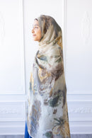 New Printed Chiffon Hijab - Golden Rose