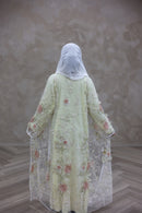 3D Couture Glam Abaya - Yellow Blossom