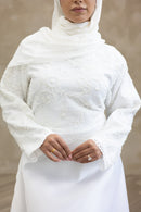 Floral Lace Wedding Dress - Pearl White