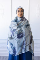 New Printed Chiffon Hijab - Midnight Marble