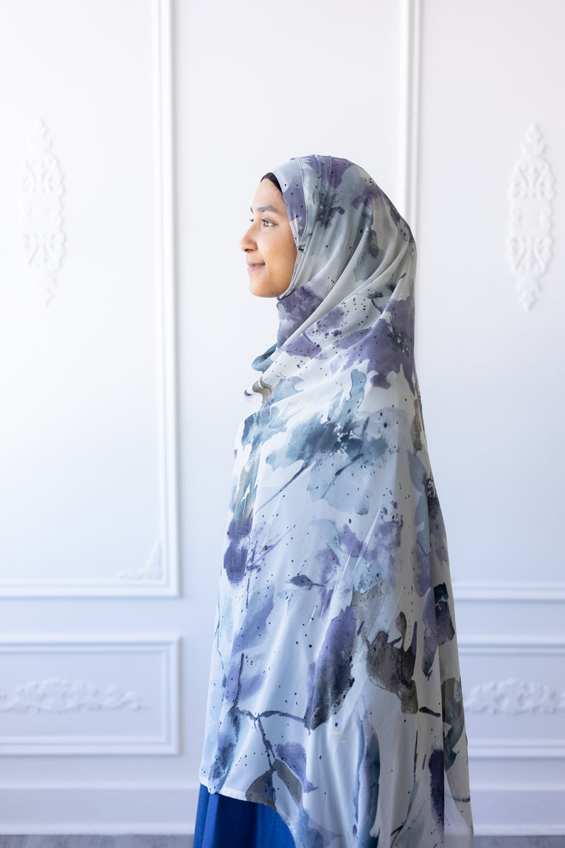 New Printed Chiffon Hijab - Midnight Mist