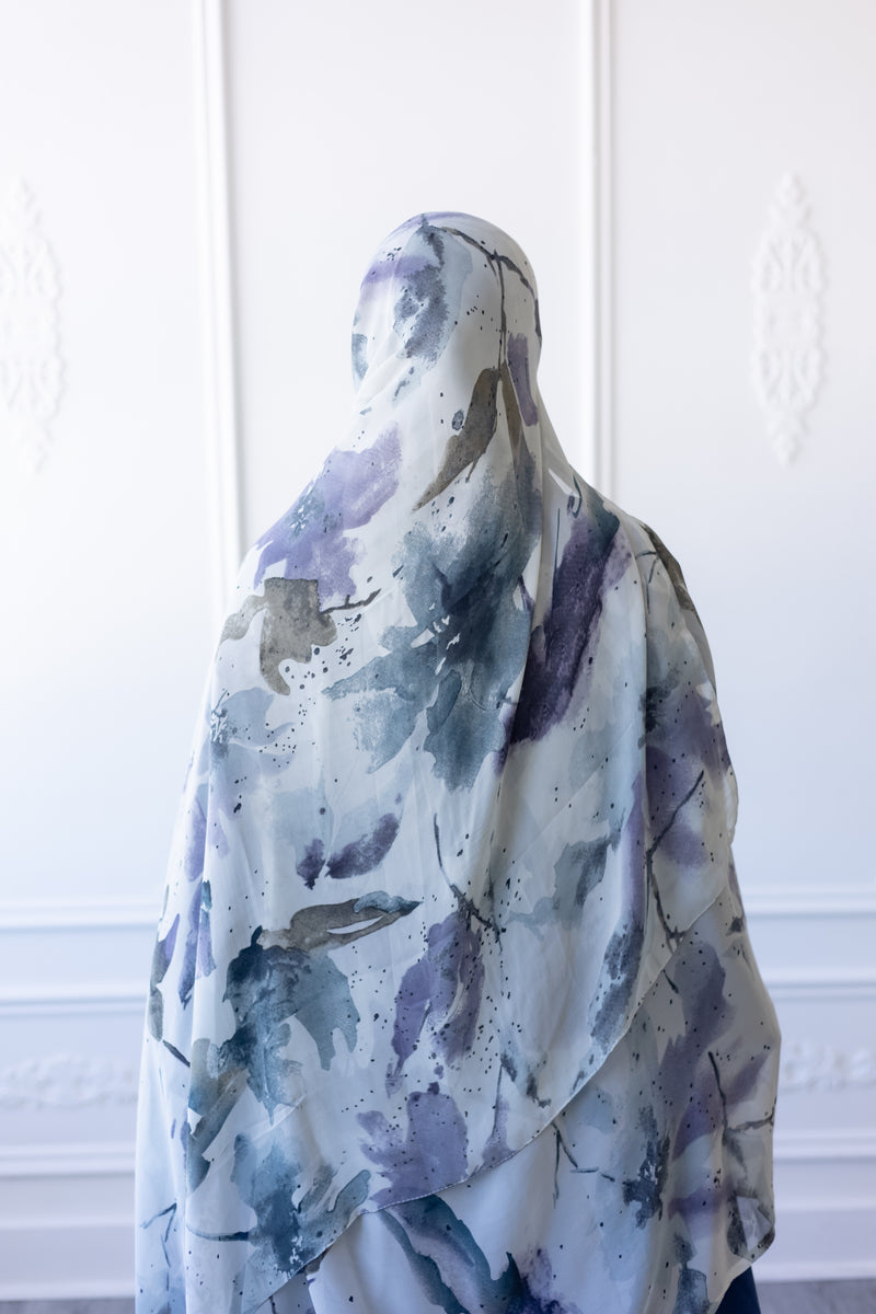 New Printed Chiffon Hijab - Midnight Mist