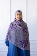 New Printed Chiffon Hijab - Amethyst Leaf