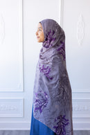 New Printed Chiffon Hijab - Amethyst Leaf