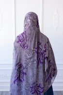 New Printed Chiffon Hijab - Amethyst Leaf