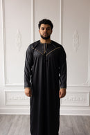 Embroidered Custom Made Emirati Thobe Style (Black and Gold)