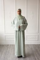 Floral Ember Glam Abaya - Mint