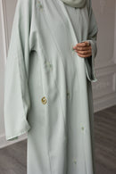 Floral Ember Glam Abaya - Mint