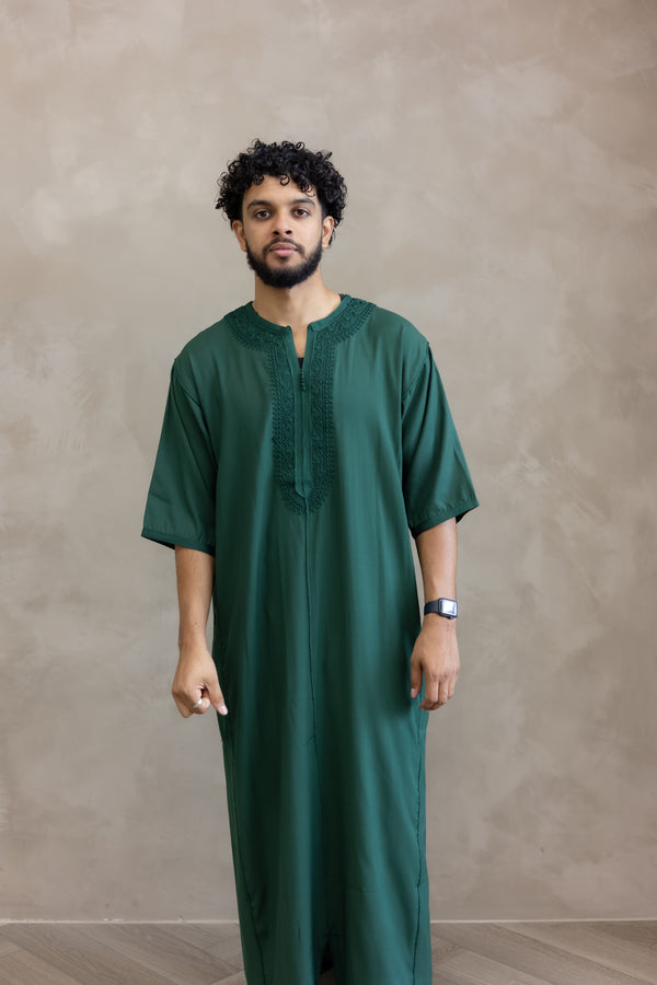 Moroccan Short Sleeve Thobe (Basil)