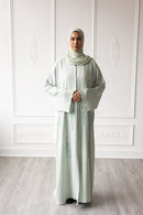 Embellished Petal Glam Abaya - Mint